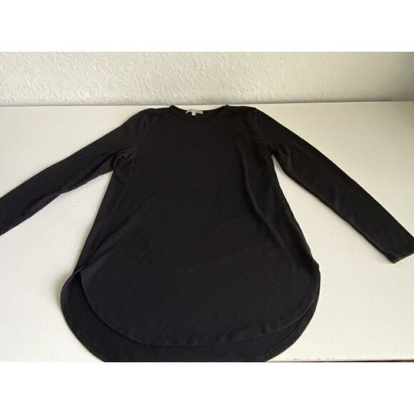Joan Vass Tunic T-Shirt Black Long Sleeve Scoop Neck Pullover Women’s Size L - Picture 2 of 9
